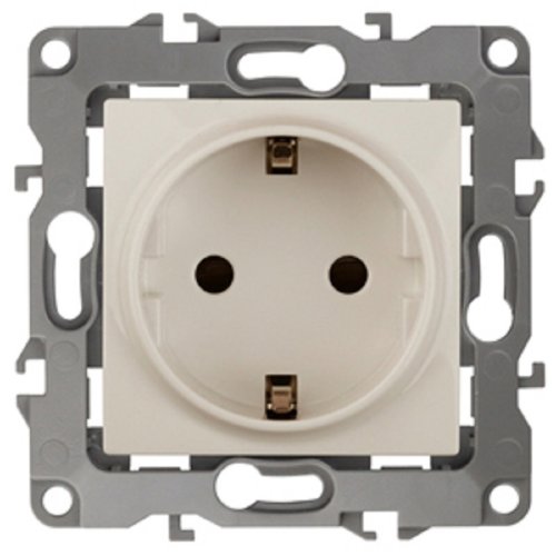 Розетка с заземлением без рамки Эра S12 1-м 16А слоновая кость картинка